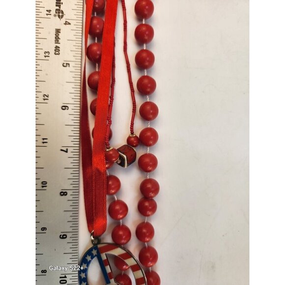 Peace Sign Beads Red, White & Blue Set of 3 necklaces America USA - Picture 6 of 7